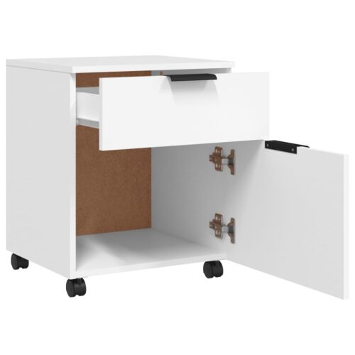 Mobile File Cabinet with Wheels White 45x38x54cm Engineered Wood - Image 4