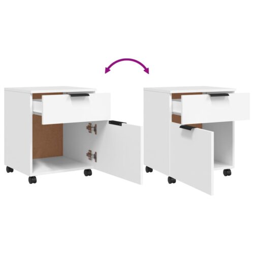 Mobile File Cabinet with Wheels White 45x38x54cm Engineered Wood - Image 6