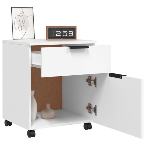 Mobile File Cabinet with Wheels White 45x38x54cm Engineered Wood