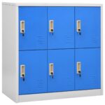 Industrial Steel Locker Cabinet Gym School Office Metal Storage Rack Cupboard Blue 90x45x92.5cm