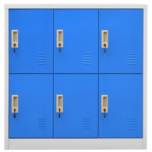 Industrial Steel Locker Cabinet Gym School Office Metal Storage Rack Cupboard Blue 90x45x92.5cm - Image 2