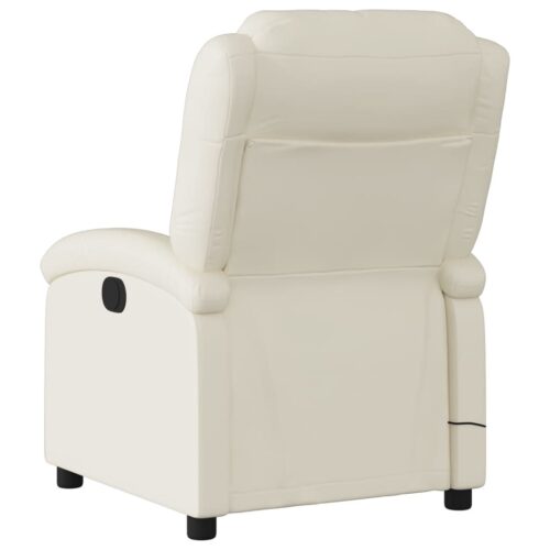 Massage Recliner Chair Cream Faux Leather - Image 4