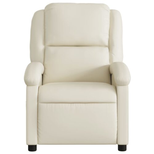 Massage Recliner Chair Cream Faux Leather - Image 7