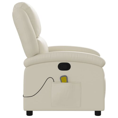 Massage Recliner Chair Cream Faux Leather - Image 8
