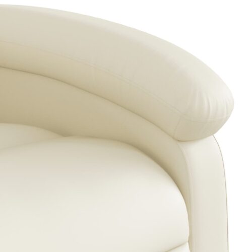 Massage Recliner Chair Cream Faux Leather - Image 9