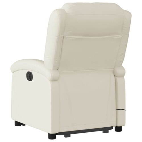 Stand up Massage Recliner Chair Cream Faux Leather - Image 4