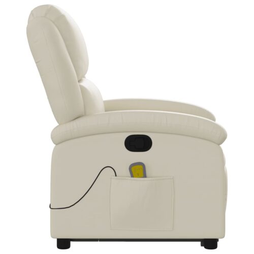 Stand up Massage Recliner Chair Cream Faux Leather - Image 9