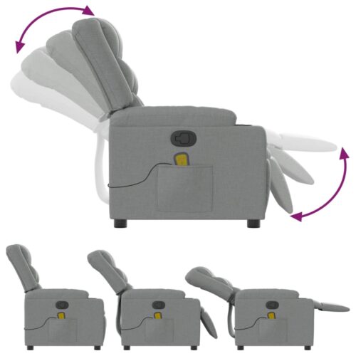 Massage Recliner Chair Light Grey Fabric - Image 5