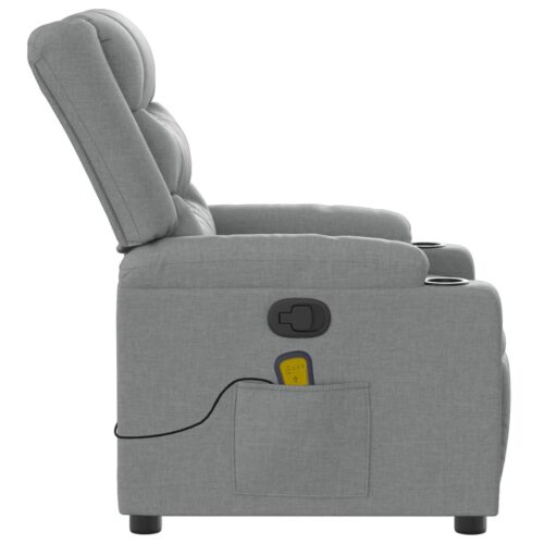 Massage Recliner Chair Light Grey Fabric - Image 8