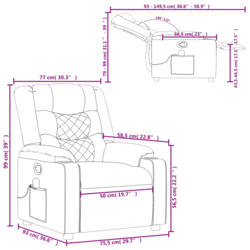 Massage Recliner Chair Black Fabric - Image 12