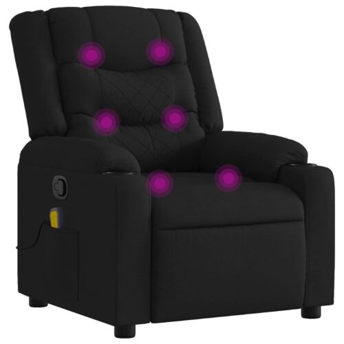 Massage Recliner Chair Black Fabric - Image 2
