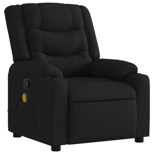 Massage Recliner Chair Black Fabric - Image 3