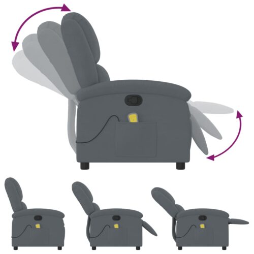 Massage Recliner Chair Dark Grey Velvet - Image 5