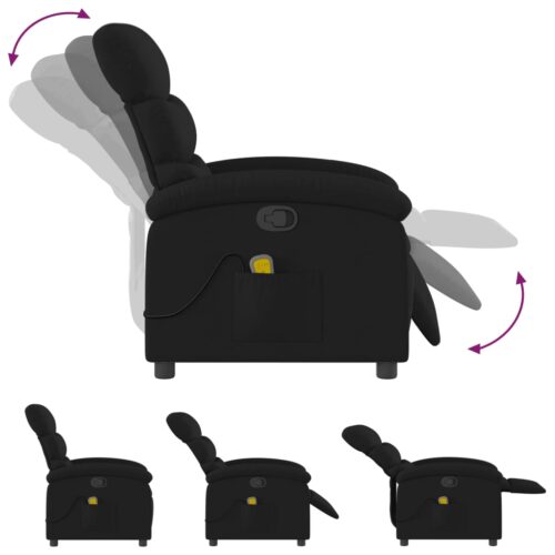 Massage Recliner Chair Black Fabric - Image 7