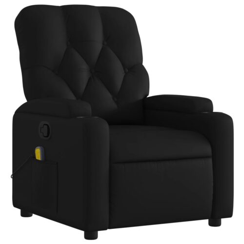 Massage Recliner Chair Black Faux Leather - Image 3