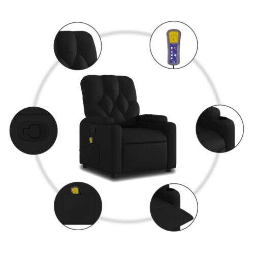 Massage Recliner Chair Black Faux Leather - Image 6