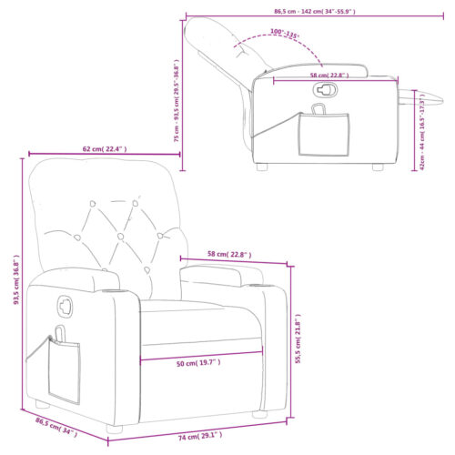 Massage Recliner Chair Black Faux Leather - Image 12
