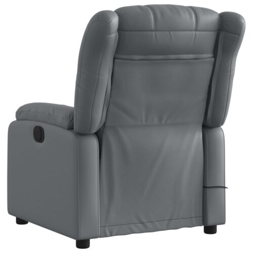 Massage Recliner Chair Grey Faux Leather - Image 4