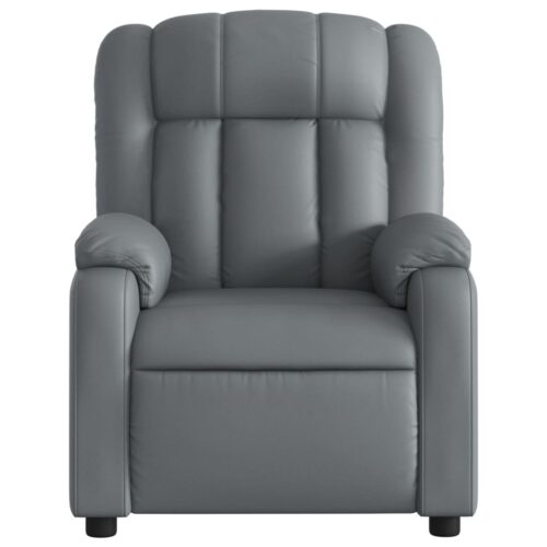 Massage Recliner Chair Grey Faux Leather - Image 7