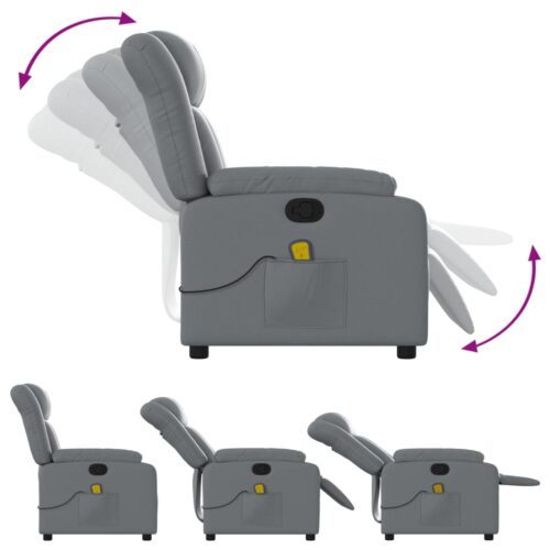 Massage Recliner Chair Grey Faux Leather - Image 5