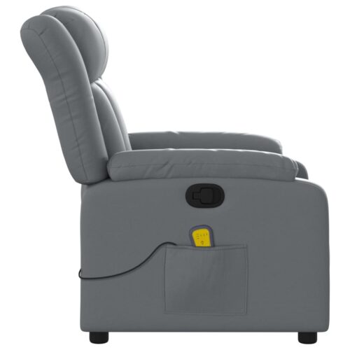 Massage Recliner Chair Grey Faux Leather - Image 8