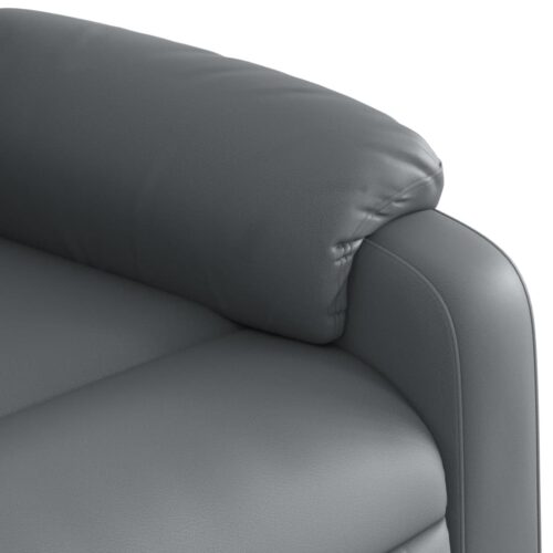 Massage Recliner Chair Grey Faux Leather - Image 9