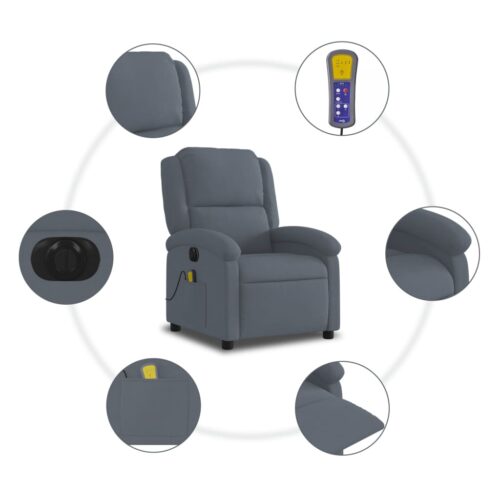 Electric Massage Recliner Chair Dark Grey Velvet - Image 8
