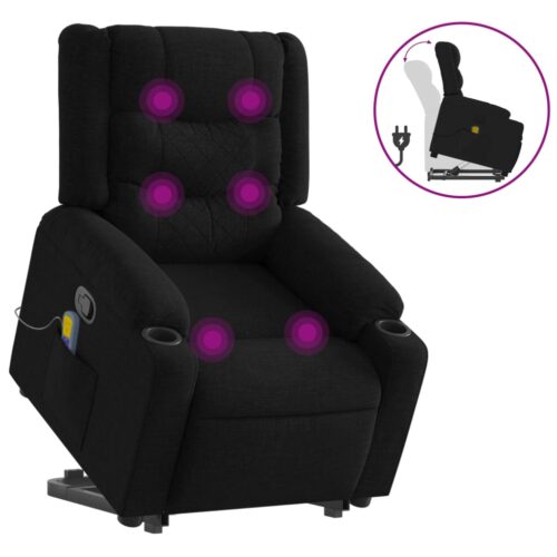 Stand up Massage Recliner Chair Black Fabric - Image 2