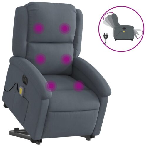 Electric Stand up Massage Recliner Chair Dark Grey Velvet - Image 2