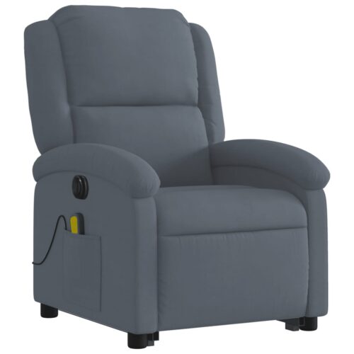 Electric Stand up Massage Recliner Chair Dark Grey Velvet - Image 3