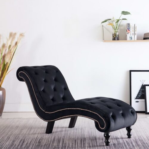 Chaise Lounge Black Velvet - Image 9