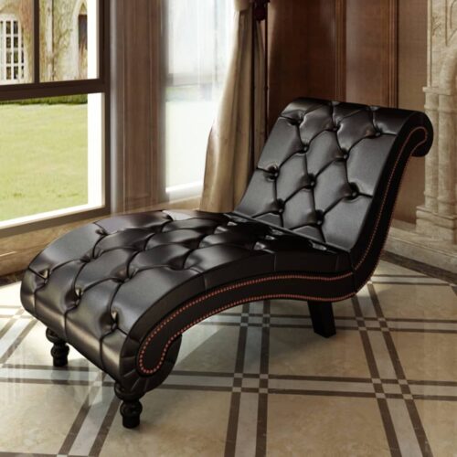 Faux Leather Chaise Lounge Chair Accent Lounger Bedroom Single Sofa Couch Brown - Image 7