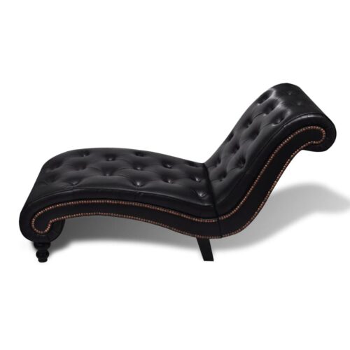 Faux Leather Chaise Lounge Chair Accent Lounger Bedroom Single Sofa Couch Brown - Image 3