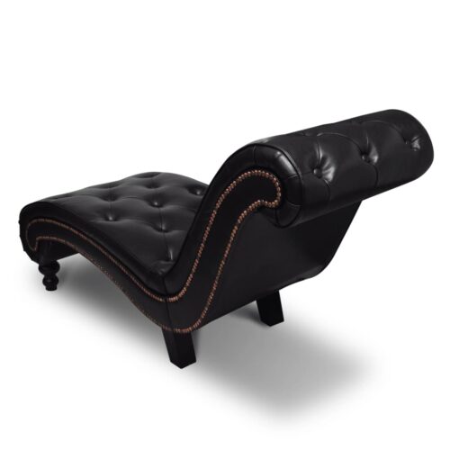 Faux Leather Chaise Lounge Chair Accent Lounger Bedroom Single Sofa Couch Brown - Image 4