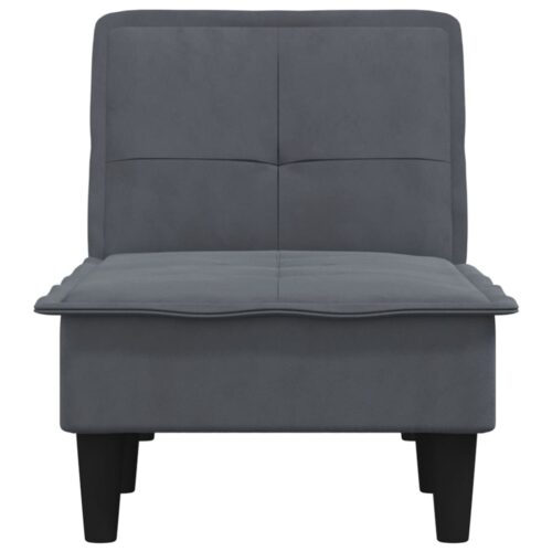 Chaise Longue Dark Grey Velvet - Image 4