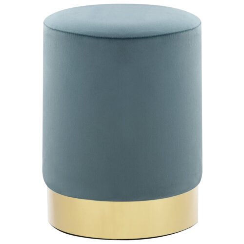 Stool Light Blue Gold Velvet