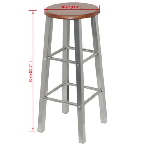 Bar Stools 2pcs Metal with MDF Seat - Image 4