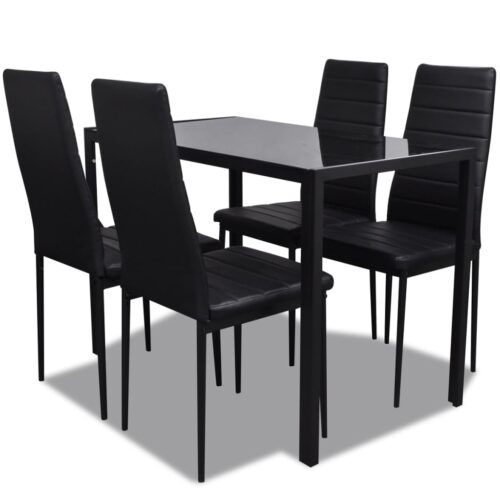 Five-Piece Dining Table Set Black