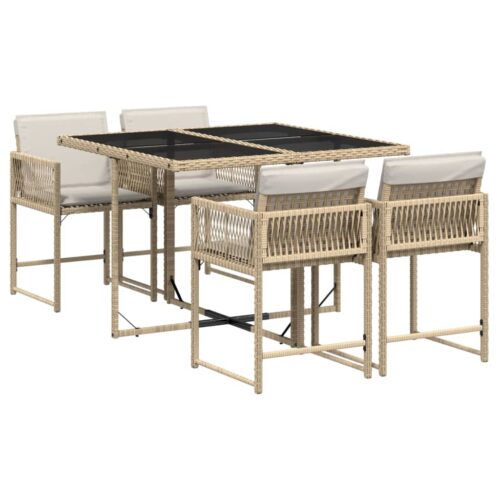 5-Piece Outdoor Dining Set Garden Patio Chairs Bistro Wicker Rattan Furniture