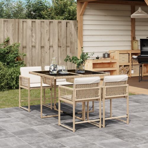 5-Piece Outdoor Dining Set Garden Patio Chairs Bistro Wicker Rattan Furniture - Image 2