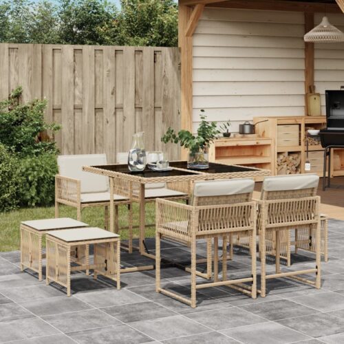9-Piece Outdoor Dining Set Garden Patio Chairs Wicker Rattan Furniture Setting - Image 2