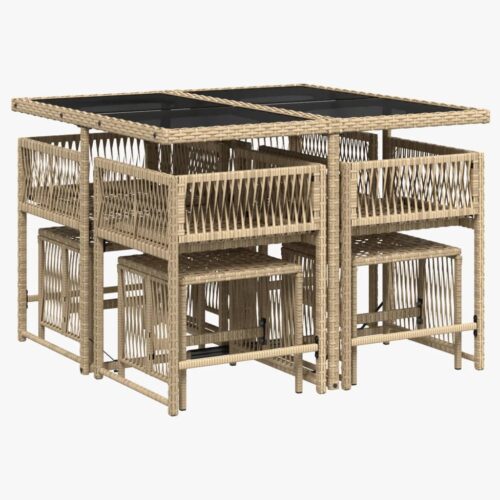 9-Piece Outdoor Dining Set Garden Patio Chairs Wicker Rattan Furniture Setting - Image 3