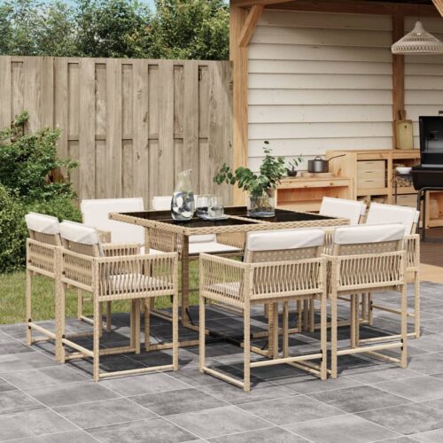 9-Piece Outdoor Dining Set Garden Patio Chairs Wicker Rattan Furniture Setting - Image 2