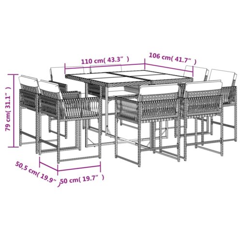 9-Piece Outdoor Dining Set Garden Patio Chairs Wicker Rattan Furniture Setting - Image 5