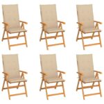 Garden Chairs 6pcs with Beige Cushions Solid Teak Wood