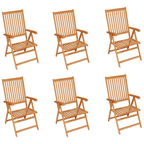Garden Chairs 6pcs with Beige Cushions Solid Teak Wood - Image 2