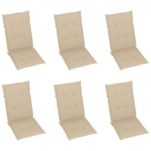 Garden Chairs 6pcs with Beige Cushions Solid Teak Wood - Image 6