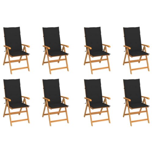 Reclining Garden Chairs with Cushions 8pcs Solid Teak Wood