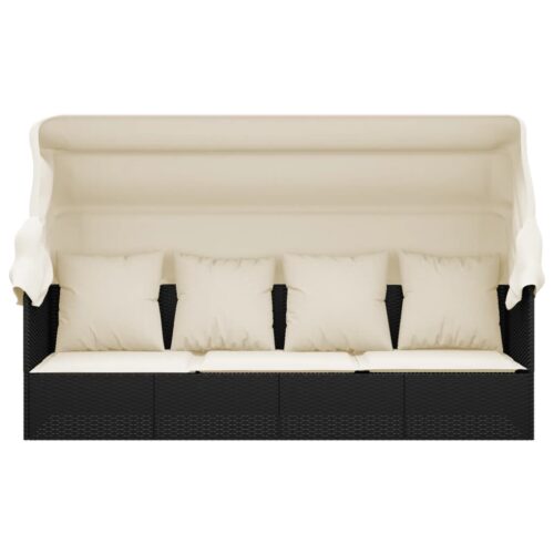 Outdoor Lounge Bed Roof and Black Wicker Rattan - Image 3