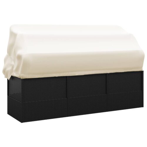 Outdoor Lounge Bed Roof and Black Wicker Rattan - Image 5